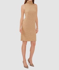 MSK Women's Beige Heavier-Knit Turtleneck Sleeveless Sweater Dress Size L