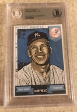 Mickey Mantle Original Art Sketch Card New York Yankees Beckett BAS True 1/1