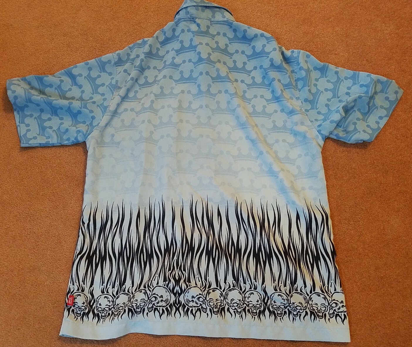 Vintage JNCO Jeans Men Shirt Size L Crown Logo Flames Blue Button Short  Sleeve | eBay