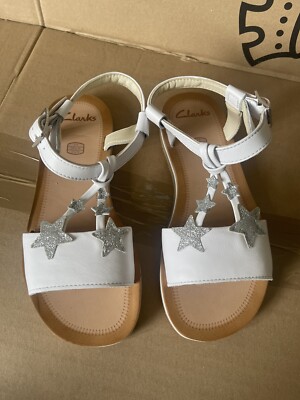Clarks 3f Clarks Girls Finch Summer K White Leather Casual Sandals