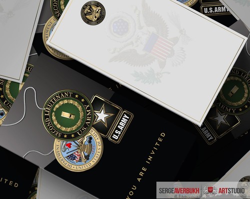 Modèle d'invitation personnalisable US Army Second Lieutenant 5x7 TÉLÉCHARGEMENT NUMÉRIQUE - Photo 2 sur 3