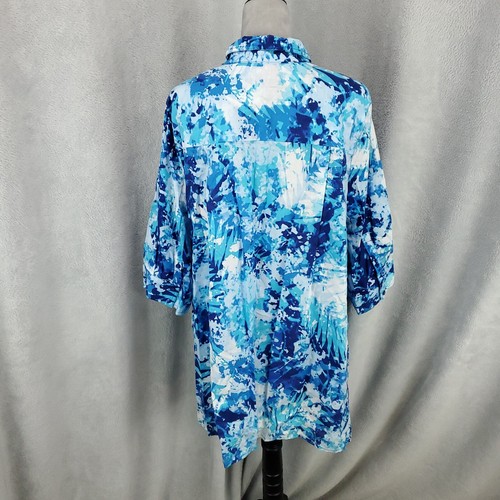 Catherines Womens Blouse Size 1X Abstract Button Up Watercolor Artsy 18W 20W - 第 3/9 張圖片