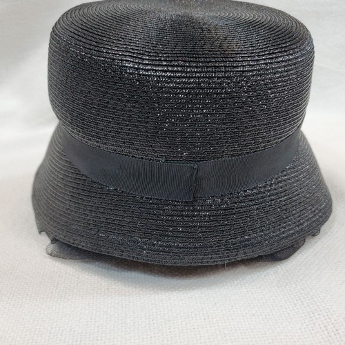 Vintage Bullocks Westwood Black Formal Hat Two Piece With Ribbon - Picture 11 of 12