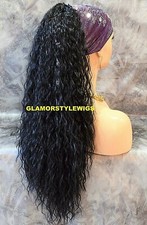 30" PONYTAIL HAIR PIECE EXTENSION EXTRA LONG WAVY LAYERED OFF BLACK 1B NWT