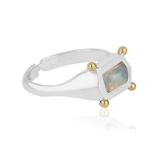 Ethiopian Opal Engagement Ring 925 Sterling Silver Adjustable Ring For Her