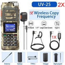 2X UV25 WALKIE-TALKIE 136-174 220-260 400-520MHZ TRI-BAND TWO WAY RADIOS 10W KIT