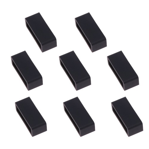 8 Pcs Silicone Watch Band Loops Replacement Strap Rings Black - Picture 2 of 11