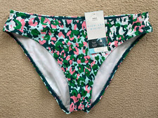 BNWT M  S STAYNEW GREEN  PINK PATTERNED HIGH LEG BIKINI BOTTOMS - SIZE 10 
