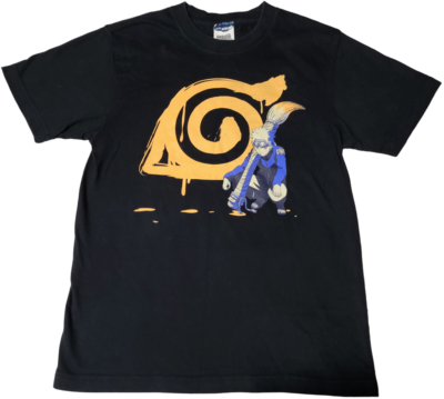 KONOHA VINTAGE Naruto Shippuden Japanese Konoho Leaf Adult Anime Black Men's T