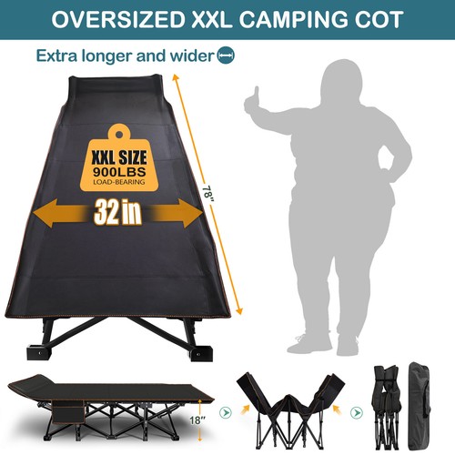 Oversized XXL Adults Folding Sleeping Cot Guest Bed Camping Portable Cots 32in - Picture 20 of 42