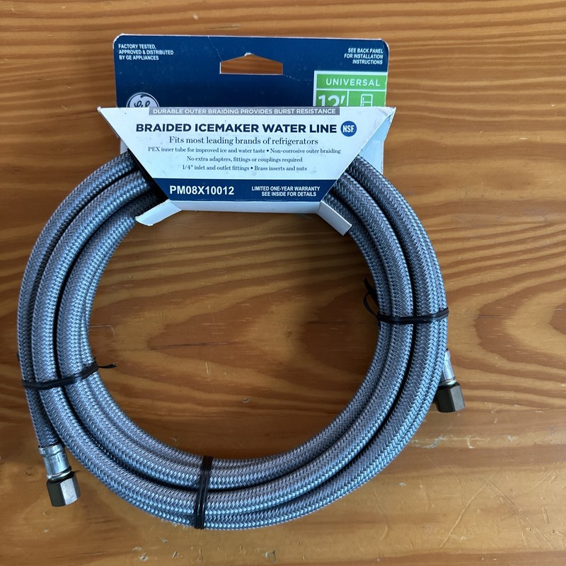 GE Appliances Universal 12' Braided Ice Maker Water Supply Line - PM08X10012