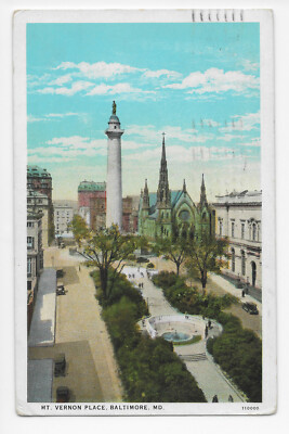 Mt. Vernon Place. Baltimore, MD 1932 Postmark Posted Postcard | eBay