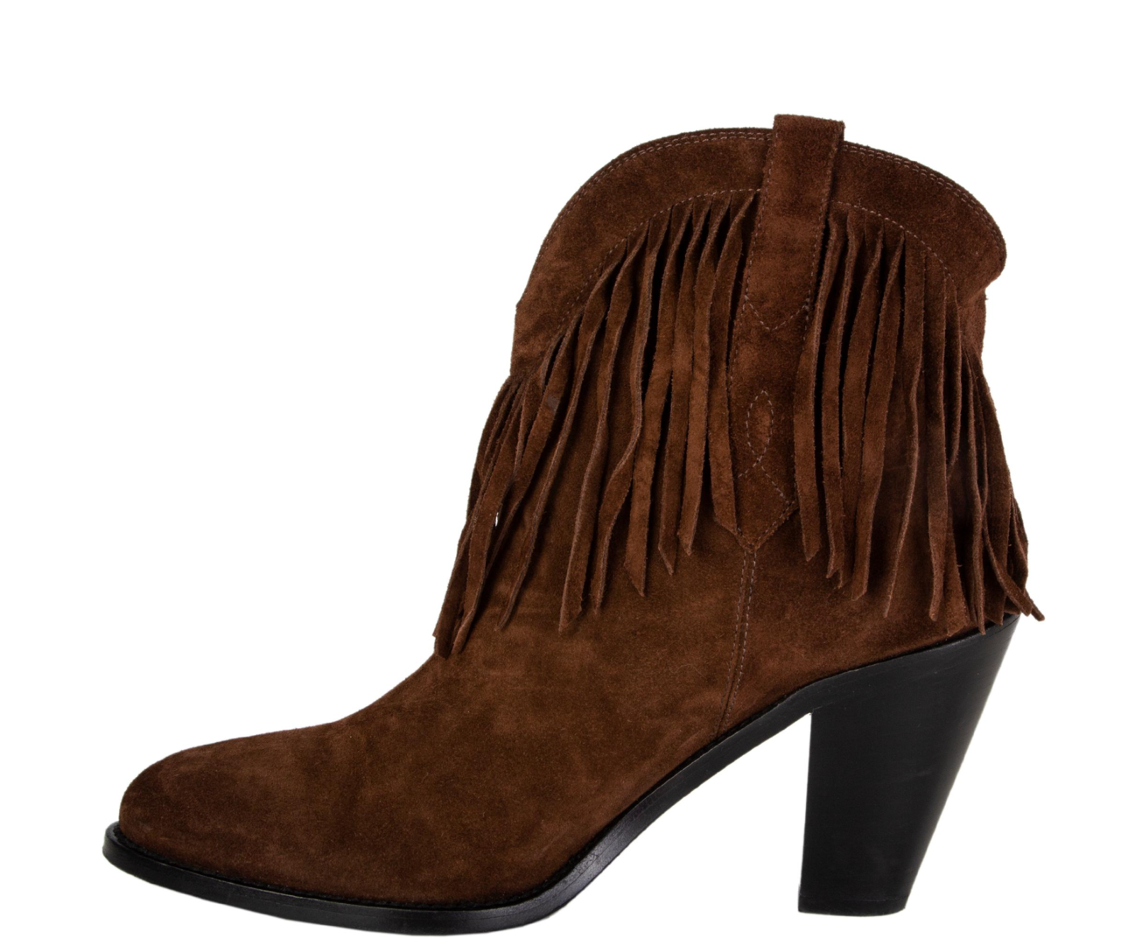 $995 NUOVI stivaletti Saint Laurent classici western scamosciati frange marroni 40 EU 10US