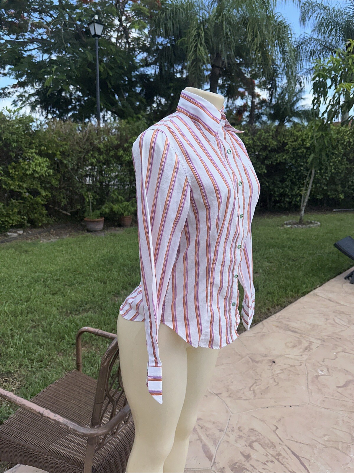 ETRO MULTI COLOR STRIPED BUTTON FRONT CASUAL SHIR… - image 4