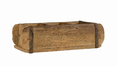 Holz Ziegelform 3 Kammern Aufbewahrungsbox Kasten Holzkiste Vintage ca. 30x14cm