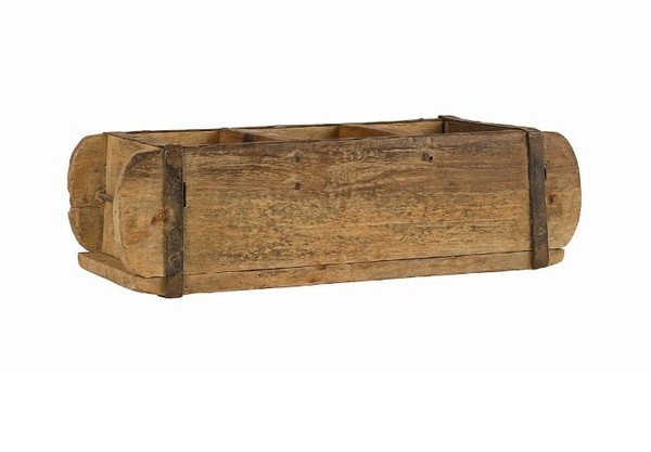 Holz Ziegelform 3 Kammern Aufbewahrungsbox Kasten Holzkiste Vintage Ca. 30X14Cm-image