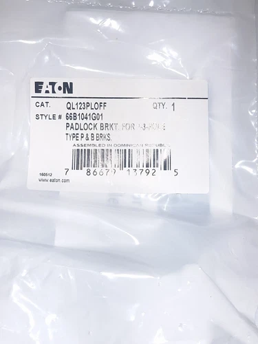 EATON QL123PLOFF PADLOCK BRACKET FOR 1-3 POLE TYPE P & B BREAKERS 66B1041G01