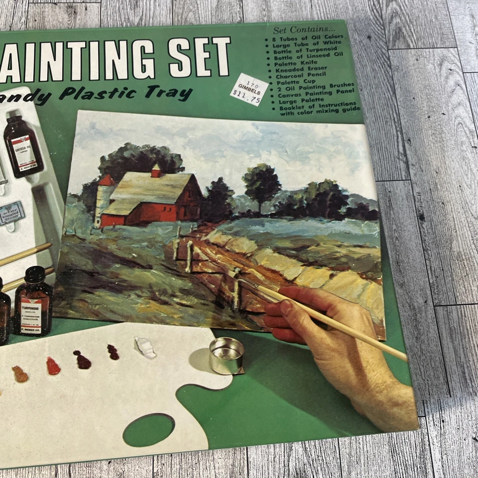 复古/罕见二手 WEBER 油画套装 状况极佳 初学者干净! 收缩 — 第 4/4 张图片