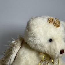 TY Classic Divine White  Gold Toy Plush Angel Teddy Bear 15" 2001 Plush