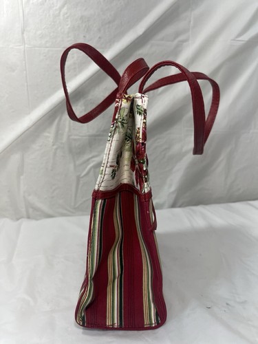 Longaberger Canvas Holiday Red Stripe poinsettia Small Tote - Picture 3 of 12