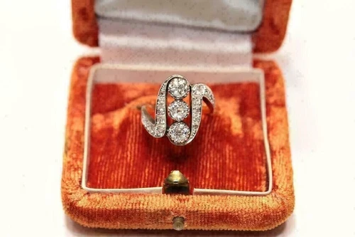 Unique Vintage Ring 14K Yellow Gold Finish 3Ct Round Cut Lab Created Diamond