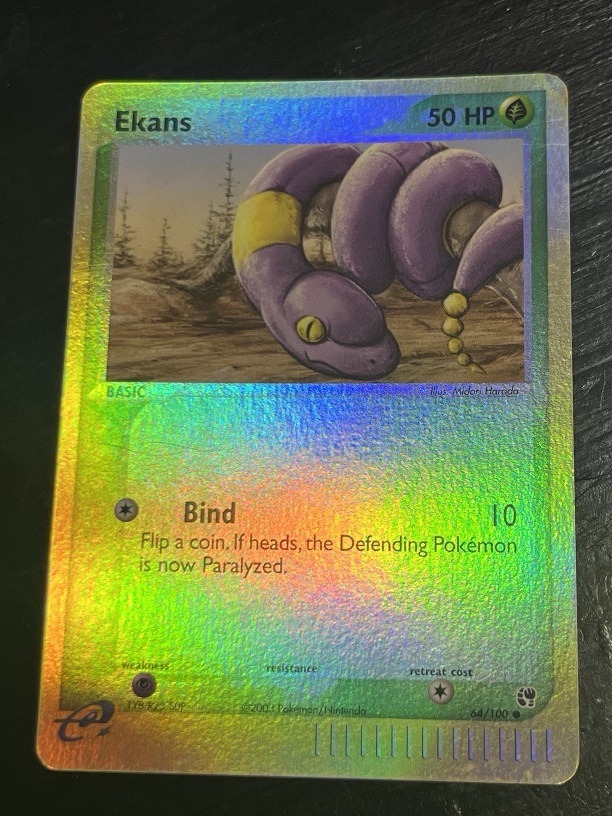 Pokemon Card Ekans 64/100 Reverse Holo EX Sandstorm Foil Vintage WOTC 2003