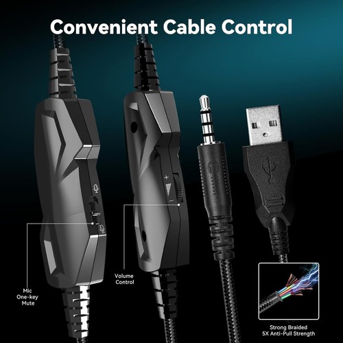 Gaming Headset Microphone for PC Xbox PS4 Switch Noise Cancelling Stereo Head... - 第 8/9 張圖片