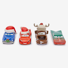 DISNEY STORE PIXAR CARS 4 PACK DIE CAST HOLIDAY XMAS LIGHTNING MATER