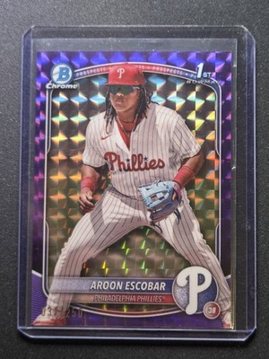 2025 Bowman Chrome 1st Refractor Purple Geometric /250 Aroon Escobar Phillies