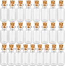 25Pack 3ml Mini Clear Glass Bottles with Cork Stopper