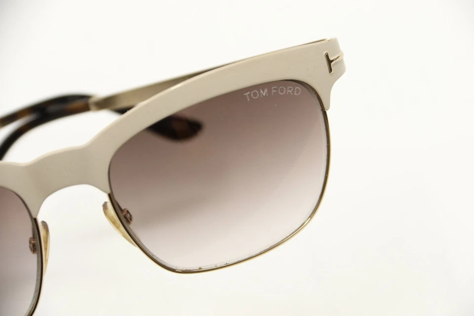 Gafas de sol rectangulares Tom Ford TF437 Elena 54/17 135 - blancas/doradas Foto 3 de 4