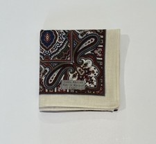 MEN HANDKERCHIEF VINTAGE ART WHILE RED PAISLEYS CLASSIC COTTON POCKET SQUARE 18  