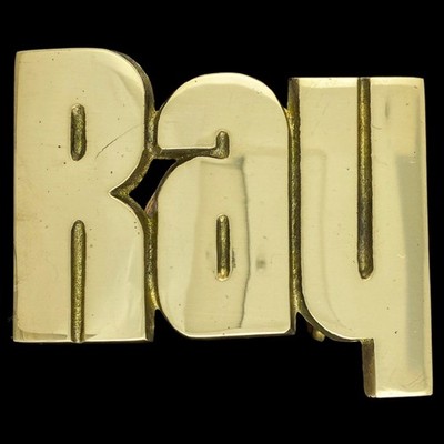 Ray Raymond Name Tag Nameplate Baron Solid Brass 70s NOS Vintage Belt Buckle