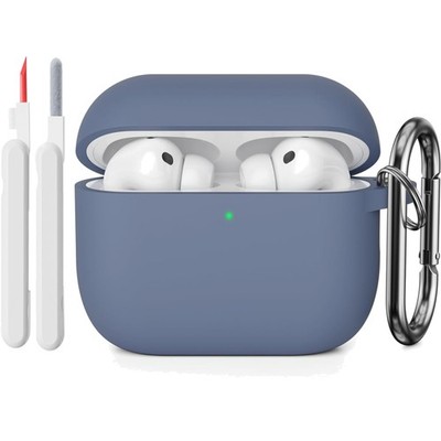 AirPods Pro 3 Hülle Silikon Schutzhülle Reinigungsset Karabiner Gray Blue