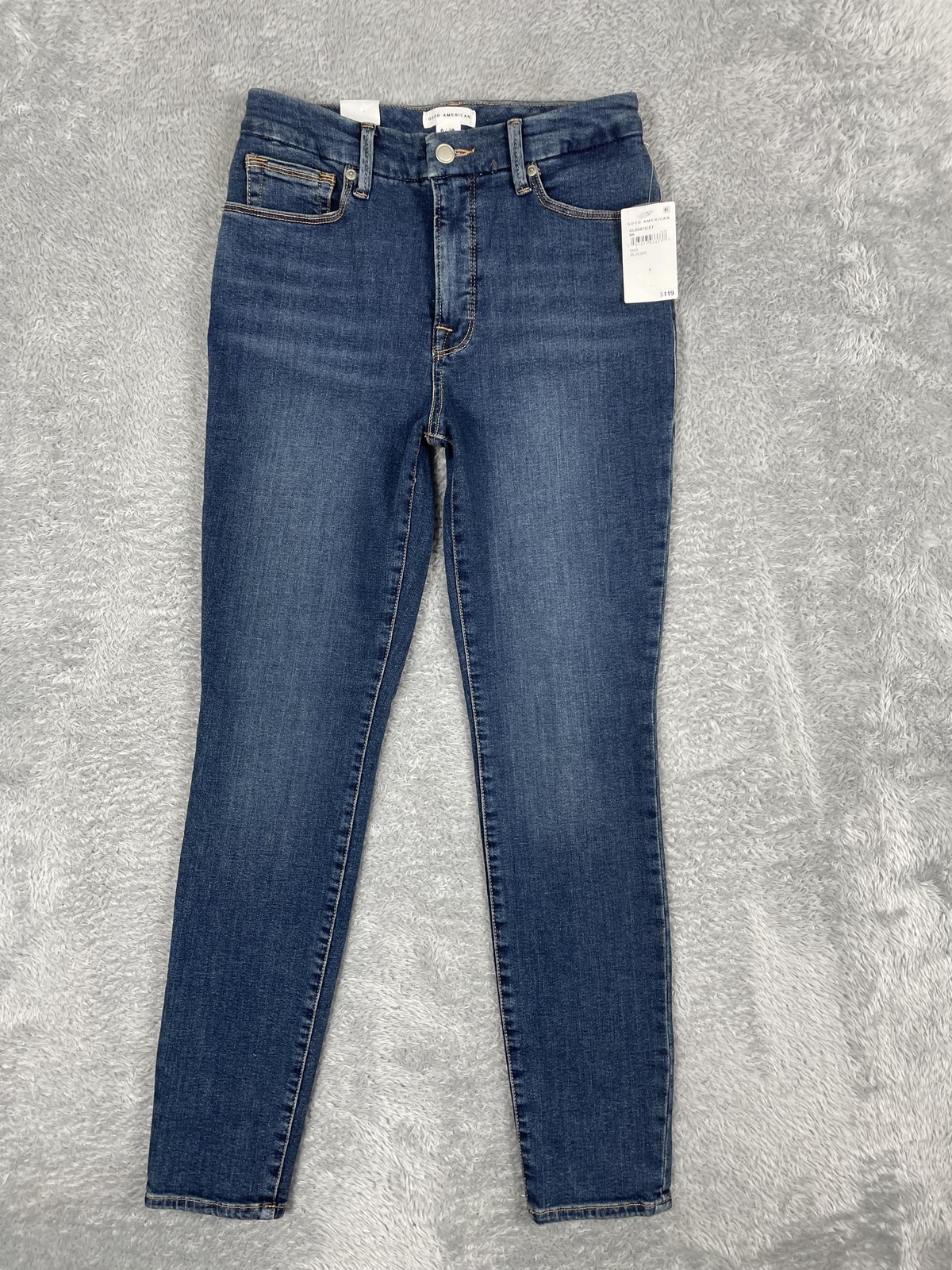 Good American Good Legs Skinny Jeans Womens 6/28* Blue Mid Rise Stretch Denim