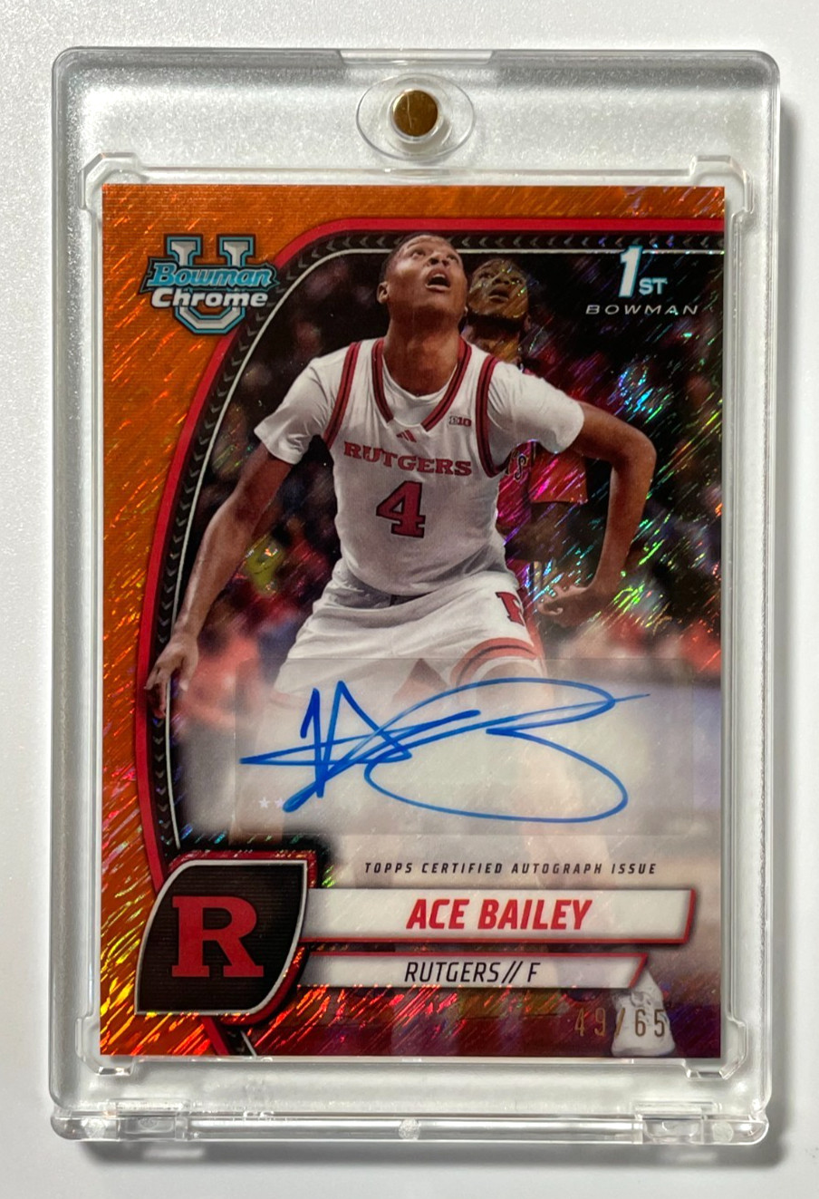 ACE BAILEY 2024 Bowman U Chrome 1st ROOKIE/Auto Orange 49/65 UTAH JAZZ - Rare!!!