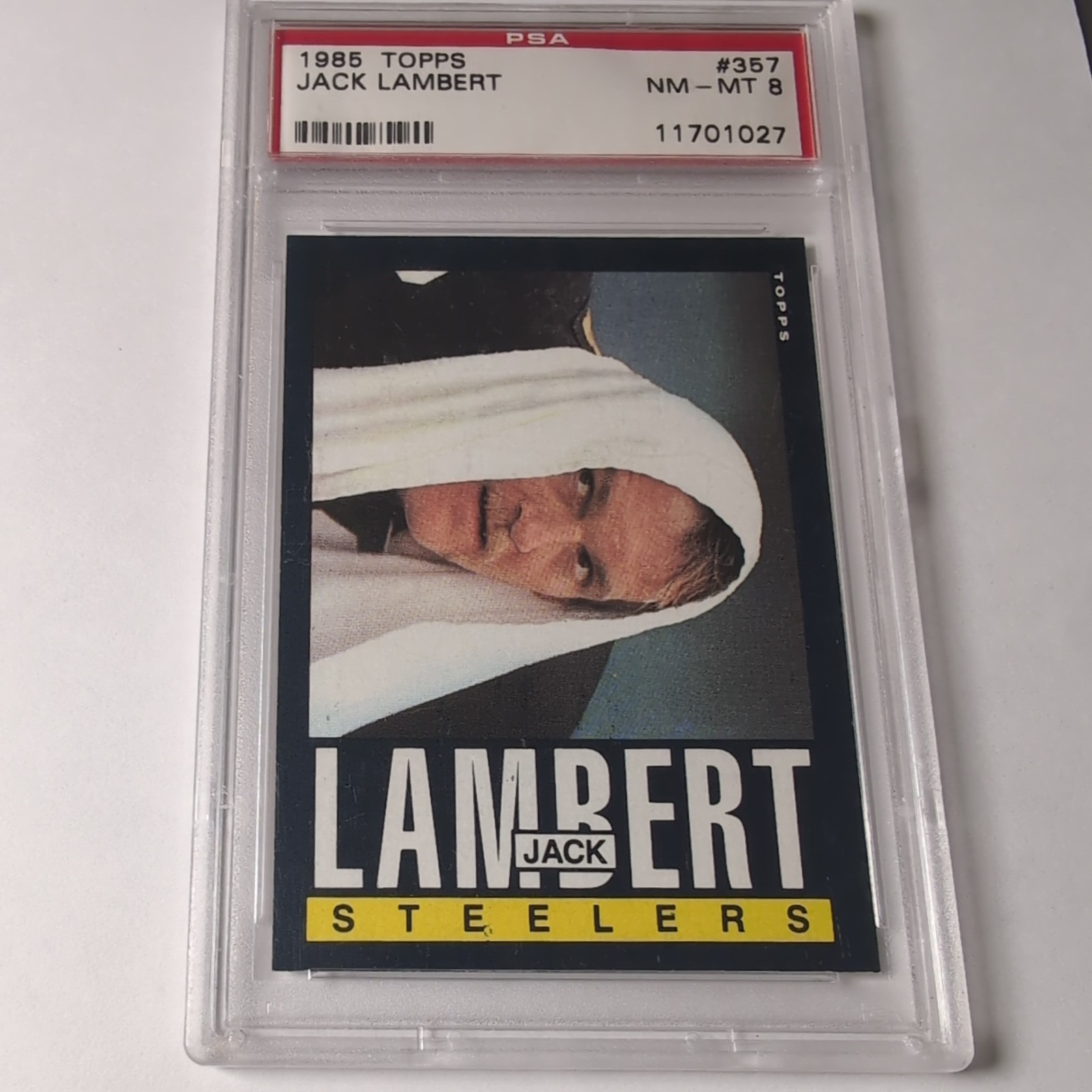 1985 TOPPS #357 JACK LAMBERT STEELERS HOF PSA 8