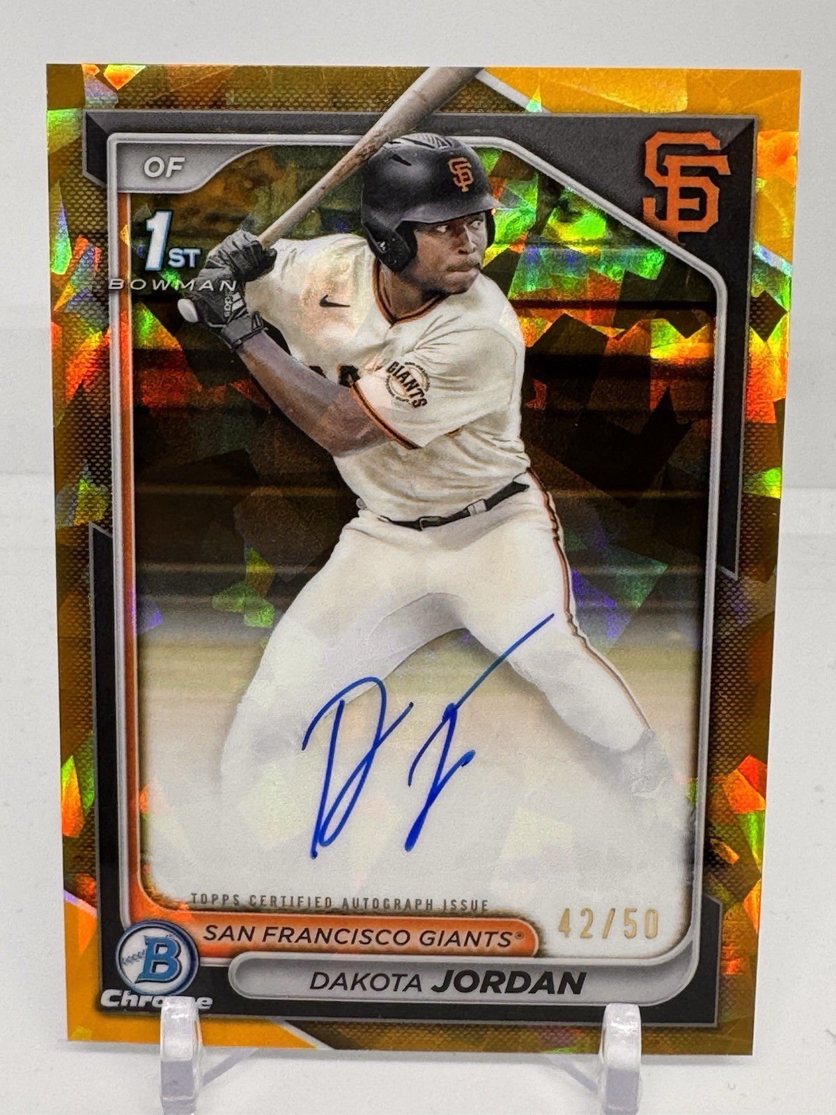 Dakota Jordan 2024 Bowman Draft Sapphire Auto Gold /50 1st Giants Autograph