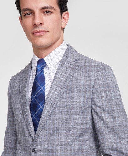 Tommy Hilfiger Mens Modern fit Sport Coat Blazer 44 L Grey Plaid - Picture 4 of 6