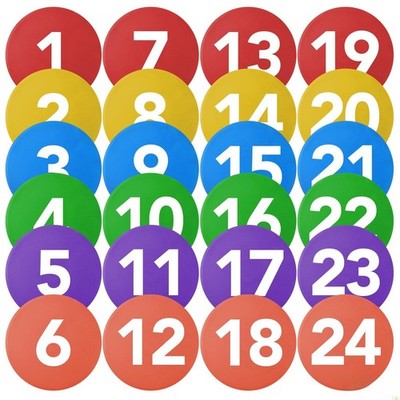 24 PCS Numbered NonSlip Spot Markers 7.6 Inch Agility Dots PVC Floor Training