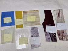 Stained Glass 8 Sheets 2x10" 5x5"  Textured Slag Blue Mixed LOT Craft Estate