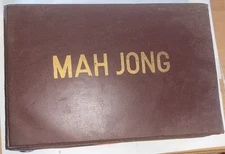 Vintage Chinese Mahjong Set 148 Blue Tiles + 4 Misc. Game Pieces W/Directions. P