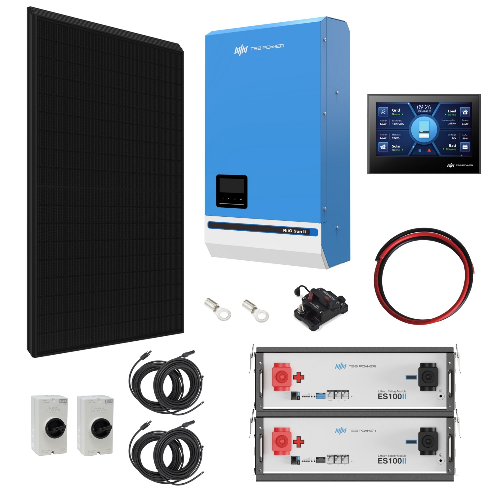 TBB Power 2.58kW 48V solar kit w/6x430W panels, 5kW inverter & 2x105Ah batteries