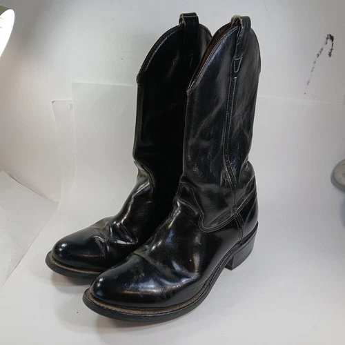 Double H Work Western Cowboy Boots 4620 Black Leather USA Men's 10.5 D