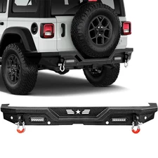 Rear Bumper for 2007-2018 Jeep Wrangler JK Unlimited w/ LED Lights Rock Crawler