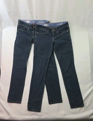2 Pairs- Gap 1969 Jeans Womens 26/2L Dark Wash Always Skinny Always Dark Stretch
