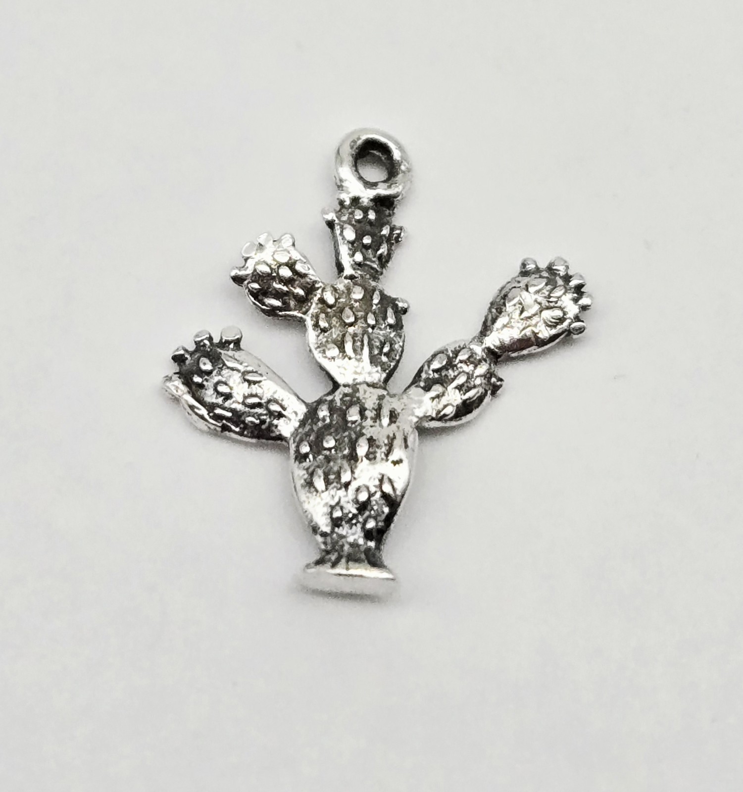 Vintage Prickly Pear Cactus Sterling Silver Southwest Charm Pendant - 1.4g