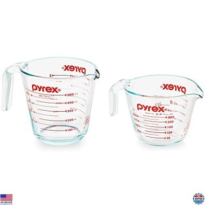 2 Piece Glass Measuring Cup Set - 1-Cup & 2-Cup, Oven Safe, Kitchen Essential