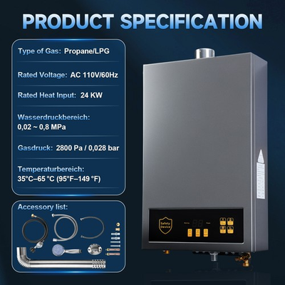 #ad 24KW Tankless LPG Hot Water Heater 35°C 65°C G1 2quot; with Smart Digital Display $193.49