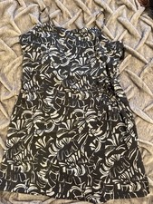 Nine West Size XL Black White Abstract Slip Dress Strappy Sleeveless Zip Sz XL